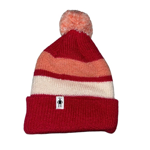 Kids Smartwool stripe Pom beanie hat girls winter - Picture 1 of 3